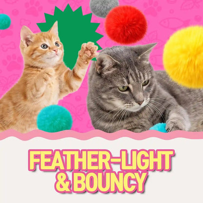 HA SHI 40 Count Catnip Fur Balls for Indoor Cats, 1.8 Inch Soft Plush Interactive Kitten Toy, Quiet Night Play, Colorful Fuzzy Poms7