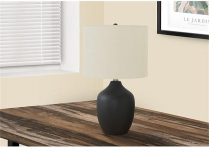 22" Black Ceramic Table Lamp, Ivory Linen Drum Shade, 3-Way Switch, 7.5" Base and 13" Shade, Transitional Style, Decorative Lighting for Living Room, Bedroom, or Office3