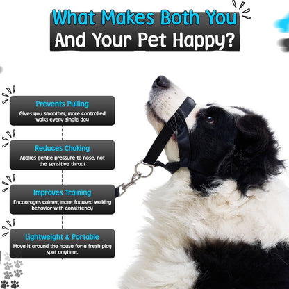 Gentle Leader for Dogs + 2X Free Training Clicker - Essential Gentle Leader | Gentle Leader with Quick-Snap Neck Strap & Nose Loop – Bonus Clickers with Wrist Strap for Leash Training (No-Pull Harness)2
