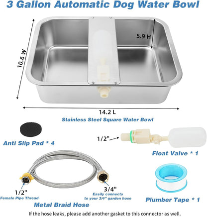 YUEPET 3 Gallon Automatic Dog Water Bowl Dispenser for Large Dogs Outdoor | Auto Fill Dog Water Bowl Dispenser, Stainless Steel Auto Dog Waterer with Float Valve, Extra Large for Dogs, Pets & Animals6