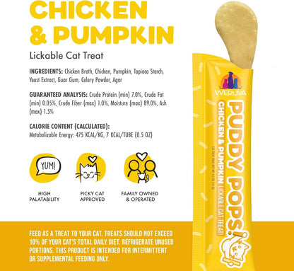Weruva Puddy Pops, Chicken and Pumpkin Lickable Cat Treats, 0.5Oz Tube, Pack of 53