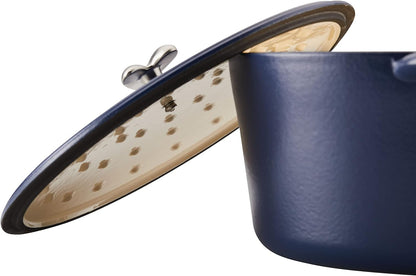 Curry Enameled Cast Iron Dutch Oven/Casserole Pot with Lid, 6 Quart - Anchor Blue7