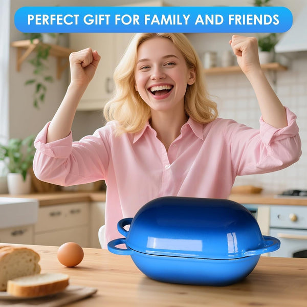 2.5Qt Enameled Cast Iron Dutch Oven for Sourdough Bread Baking, Oven Safe Dutch Oven Pot with Lid, Non-Stick Bread Oven Pot, Blue7