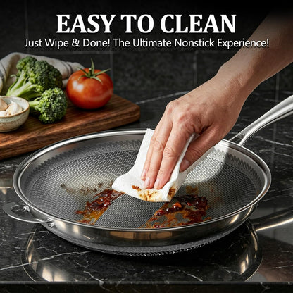 Wok Pan, 11 Inch Hybrid Woks & Stir-Fry Pans Nonstick, Non Toxic 5-Ply Stainless Steel Wok Pan with Lid, Laser Etched Surface, Works on All Stoves, Dishwasher & Induction Safe, PFOA Free4
