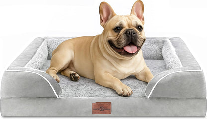 Comfort Expression Orthopedic Dog Bed for Extra Large Dogs with Bolster | Waterproof Dog Couch Bed with Washable Cover & Non-Slip Bottom, Supportive Egg Crate Foam XL Pet Bed, 42X30 Inch203