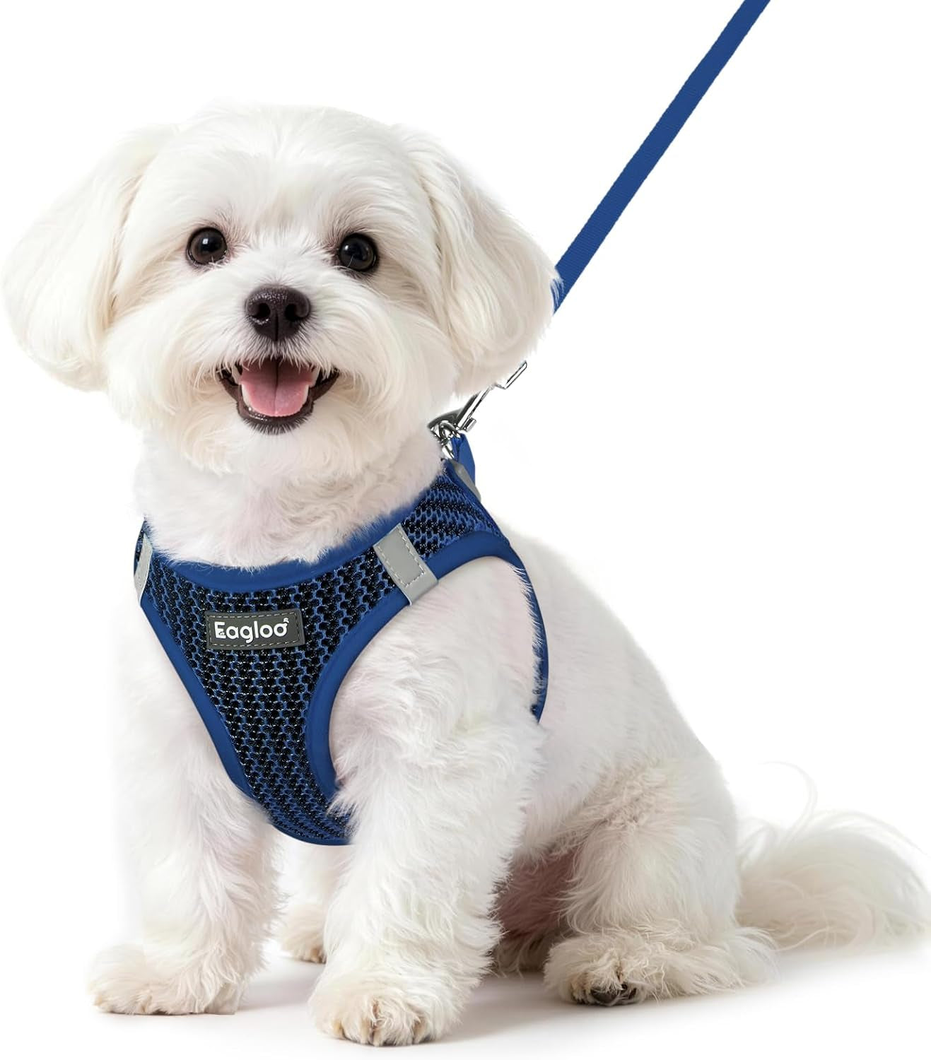 eagloo-small-dog-harness-and-leash-set-step-in-small-sized-puppy-pet-vest-light-soft-breathable-air-mesh-easy-on-and-off-with-hook-loop-reflective-for-safe-walking-pink-s