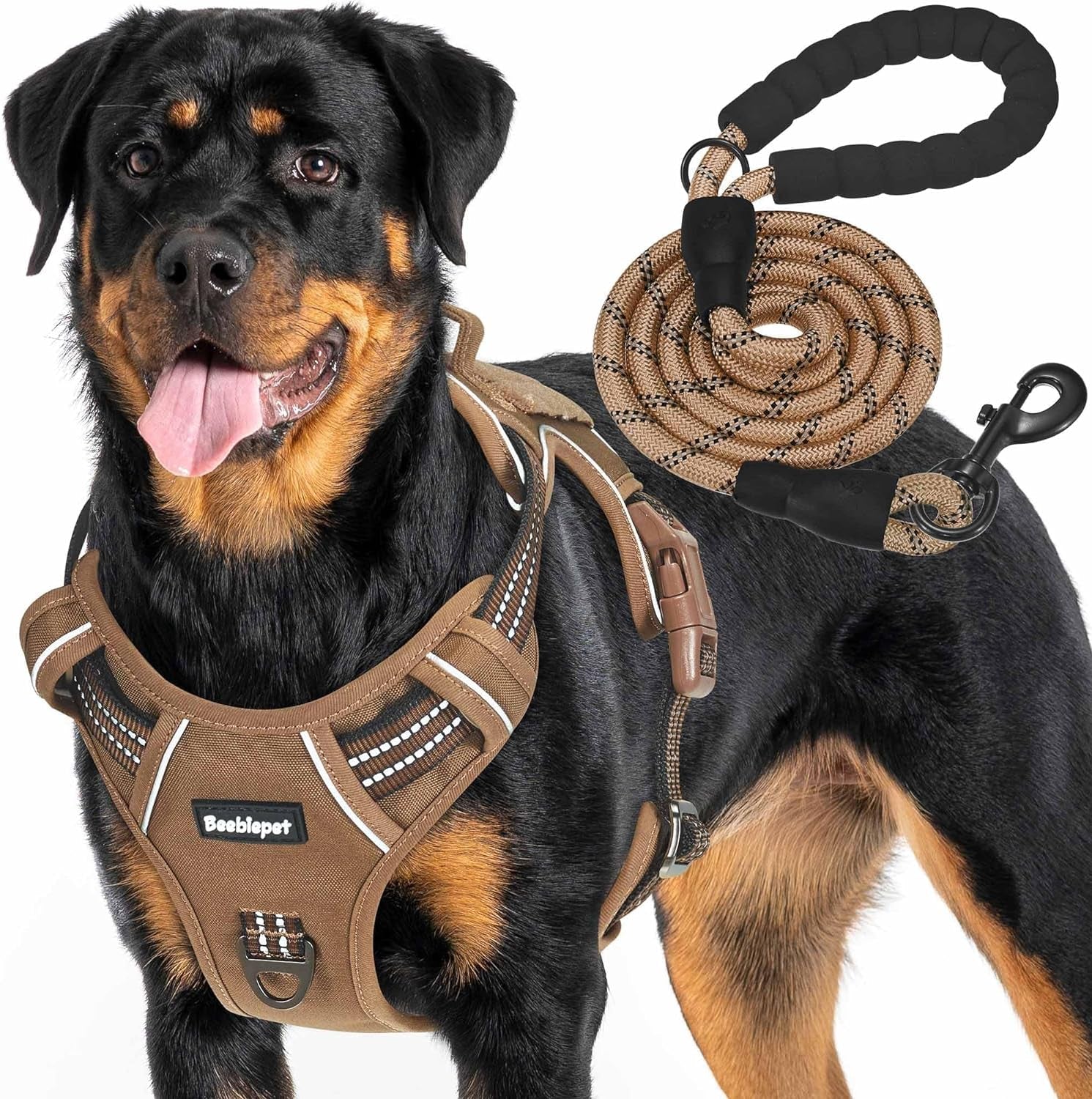 beebiepet-heavy-duty-tactical-dog-harness-for-small-dogs-no-pull-adjustable-pet-harness-reflective-service-training-easy-control-pet-vest-military-k9-working-dog-harnesses-large-brown