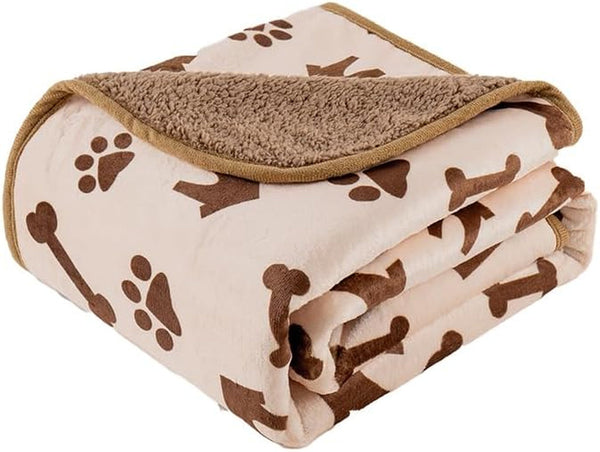 Washable Waterproof Dog Blankets for Large Dogs, 50"X60" Black | Soft Fluffy Pet Blanket for Couch Sofa Car Crate, Bed Furniture Protector, Reversible Sherpa Fleece Dog Blanket, Paw Pattern7
