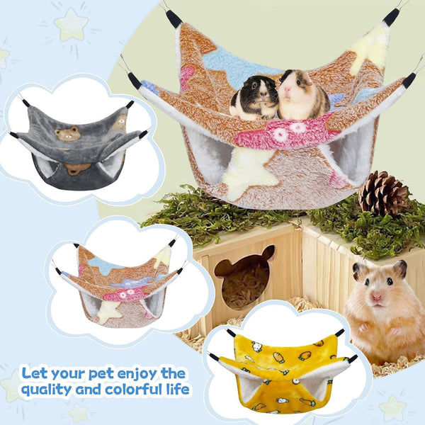 Yedsintu 3 Pcs Guinea Pig Hammock, Rat Ferret Hanging Hammock Guinea Pig Accessories for Small Animals Chinchilla Parrot Sugar Glider Ferret Hamster Squirrel (11"×11")4