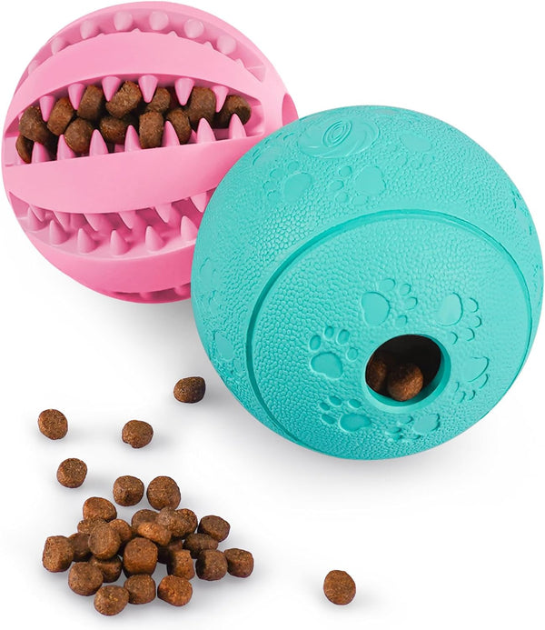HIPPIH Dog Puzzle Toy 2 Pack, Interactive Dog Toys for Treat Dispensing, Durable Puppy Toys for Teething, Dog Treat Ball for Teeth/Slow Feeder/Iq Training/Playing, Blue-2.75‘’, Green-3.14‘’12