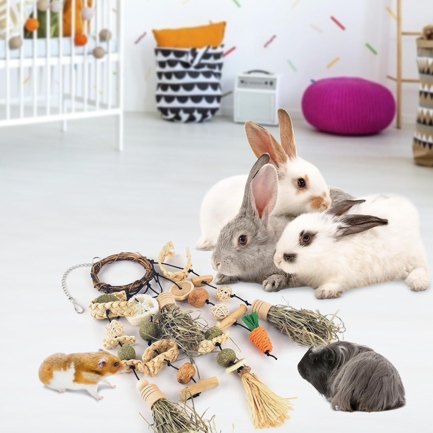 bissap-rabbit-chew-toy-snack-for-small-pet-bunny-cage-hanging-chewing-natural-teeth-grinding-toy-treat-for-guinea-pig-chinchilla-hamster-rat-timothy-hay-vine