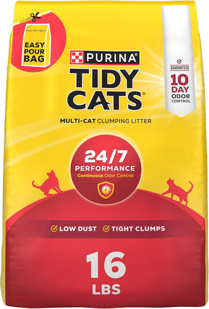 Purina Tidy Cats Clumping Cat Litter Odor Control, 24/7 Performance Multi Cat Litter - 16 Lb. Bag1