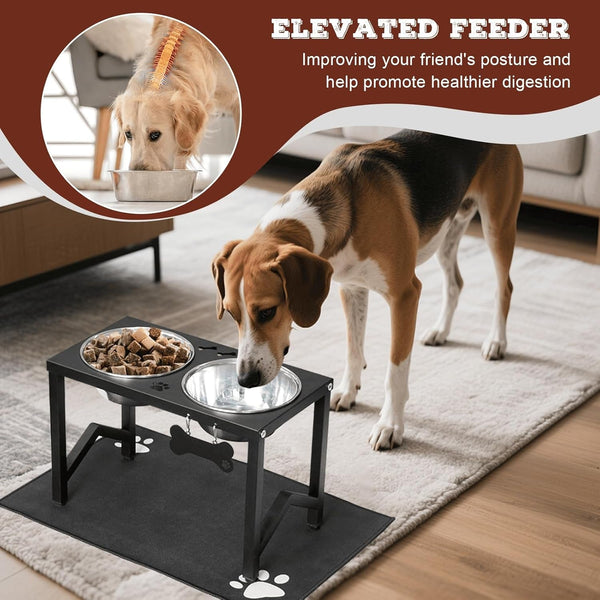 Elevated Dog Bowls, Metal Raised Dog Bowl Stand with 2 Thick 58Oz Stainless Steel Food Bowls & Non-Slip Mat - 11.8" Tall for Medium/Large Breeds2