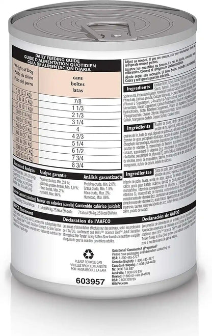 Hill'S Science Diet Sensitive Stomach & Skin Wet Dog Food | #1 Veterinarian Recommended, Adult Formula, Turkey & Rice, 12.5 Oz. Cans, 12-Pack3