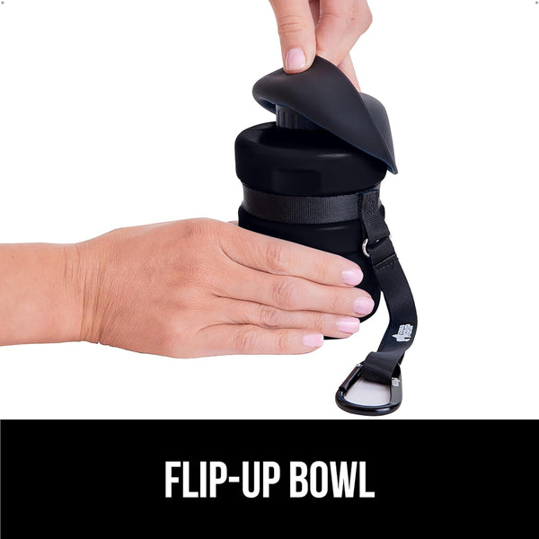 GORILLA GRIP Dog Water Bottle, Portable Water Bowl Dispenser for Dogs, 16 Oz Leak Proof Pet Travel Squeeze Bottles Food Grade Silicone, Stocking Gifts for Pets to Go Puppy Essentials, Black8