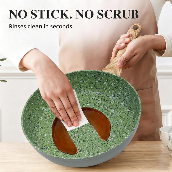 3-Piece Nonstick Set | 10.25" Pan + 1.4/2.2QT Pot | Pfas-Free, Green4