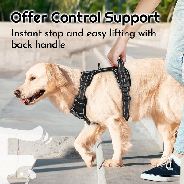 Eagloo Dog Harness No Pull for Large Dogs, Easy on & off with 3 Buckles | No Choke with Front Clip, Adjustable Fit, MOLLE System, Reflective Vest, Easy Control for Walking, Black, Large5