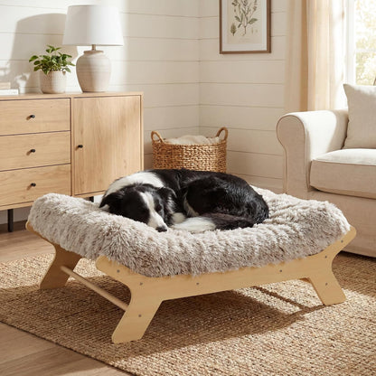 Muihood Elevated Wooden Dog Bed with Foam Mattress, Walnut, Large | Raised Dog Bed with Washable Cover, Supportive Foam Mattress, Perfect for Large Dogs and Indoor Living11