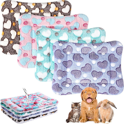 Haull 4 Pcs Waterproof Guinea Pig Bedding Soft Dog Cat Bed Crate Mat Small Animal Plush Cage Liners Rabbit Bunny Kennel Pad Reversible Cozy Pee Thickened Hamster Pad(Tie Dyed,13 X 10 Inch)15