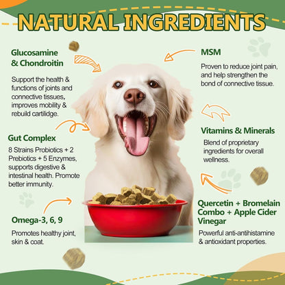 NATURE TARGET Multivitamin for Dogs, 120 Soft Chews, Chicken Flavor | with MSM & Glucosamine, Omegas 3 & 6, & Probiotics for Digestive Health, Joint Support, Skin & Coat, Immune & Overall Health4