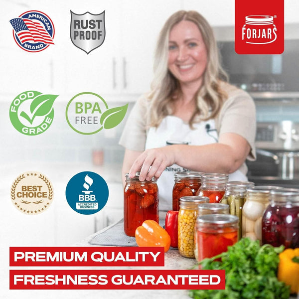 - Wide Mouth Canning Lids, 100-Pack – Create Airtight Seals on Mason Jars to Preserve Food for Meal Prep & Emergency Food Storage – 3.4 In. Metal Lids with Silicone Seals – Canning Supplies5