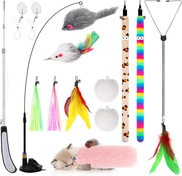 Hanging Cat Toys for Indoor Cats | 8 Assorted Teaser Refills, 3 Indoor Cat Hanging Toy and 1 Interactive Wand Suitable for Indoor Cats7