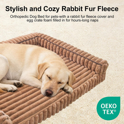 Waterproof Orthopedic Dog Bed for Medium Dogs Brown | Non-Slip Egg-Crate Memory Foam Dog Couch Pet Bed with Sides Removable Washable Cover for Crate4