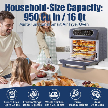 16QT Air Fryer Toaster Oven, 1700W Stainless Steel Oven | 24 Cooking Functions, Digital Controls, for Baking Roasting Broiling Reheating, Large Capacity Countertop Convection Oven5