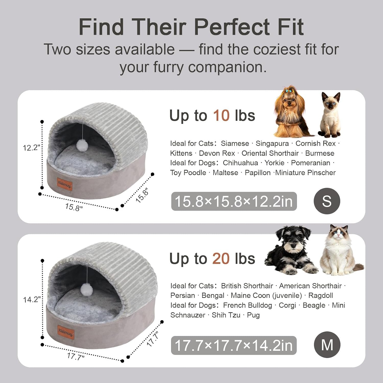 cat-bed-cave-with-pillow-cat-toys-cat-bed-for-indoor-cats-dog-17-7in-up-to-15-lbs-dual-sided-cushion-reversible-comfort-for-all-seasons-semi-enclosed-design-machine-washable-grey