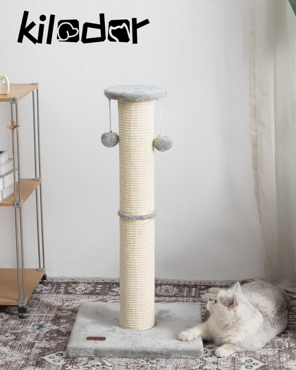 34-cat-scratching-post-with-replaceable-sisal-scratcher-tall-cat-scratch-post-for-indoor-cats-adults-sturdy-and-durable-large-scratching-post-vertical-cat-post-with-hanging-balls