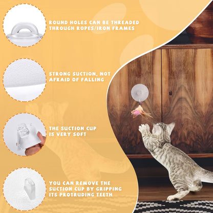 4 Pieces Cat Window Perch Suction Cup, Powerful Cat Window Bed Seat Replacement Suction Cup, Clear PVC Sucker Pads, 2 Styles4