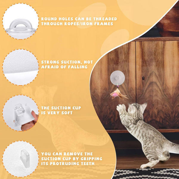 4 Pieces Cat Window Perch Suction Cup, Powerful Cat Window Bed Seat Replacement Suction Cup, Clear PVC Sucker Pads, 2 Styles4