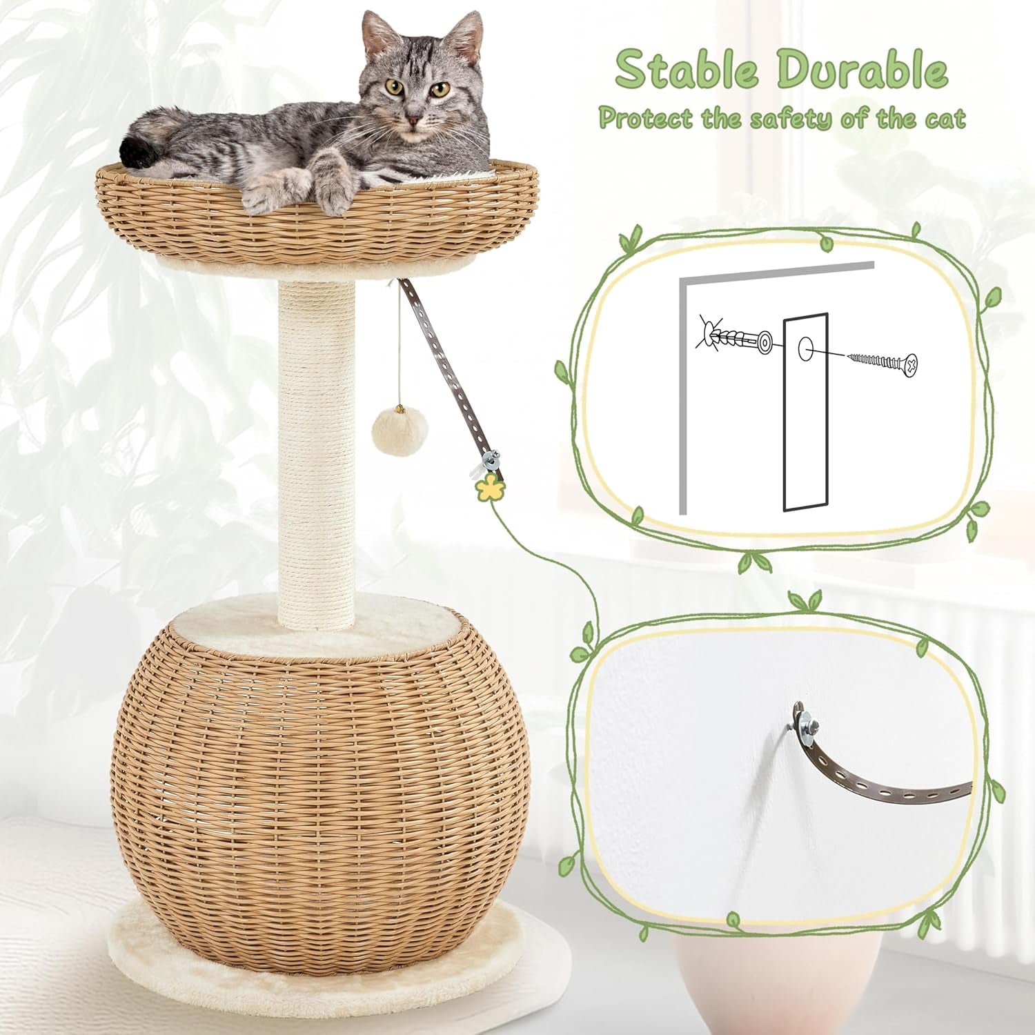 yaheetech-cat-tree-29-5in-rattan-cat-tower-for-indoor-cats-w-scratching-post-woven-cat-condo-and-soft-cushion-top-perch-aesthetic-cat-tree-for-kittens-boho-pe-rattan-tower-with-a-hideaway-cubby-and-top-window-perch-fits-small-spaces-and-corners-as-decor-assembles-in-minutes