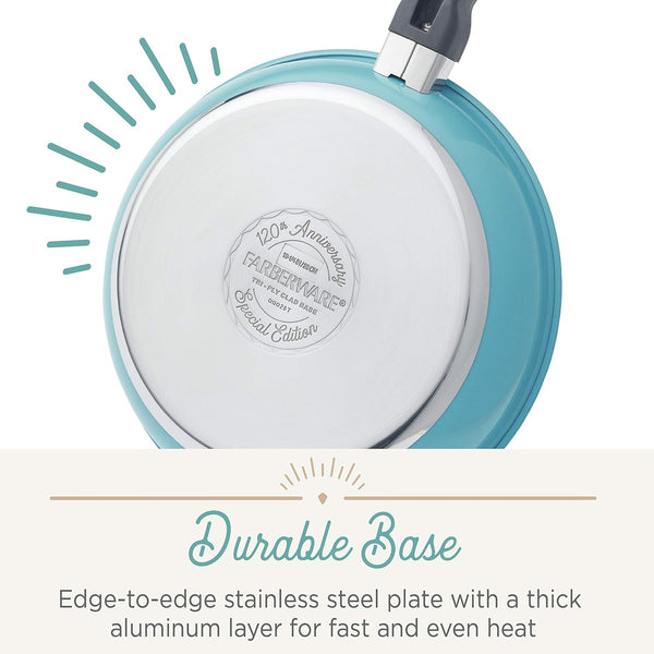 120 Limited Edition Stainless Steel Cookware Pots and Pans Set with Prestige Kitchen Tools, 10 Piece, Aqua Blue6