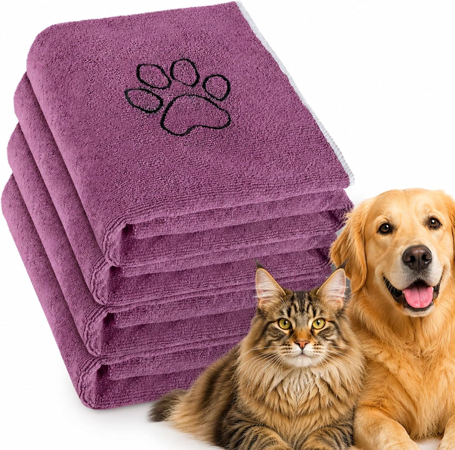 chumia-4-pack-dog-towels-for-drying-large-microfiber-grooming-tools-absorbent-soft-bath-supplies-with-embroidered-paw-for-small-medium-pet-products16-x-32-inch-black
