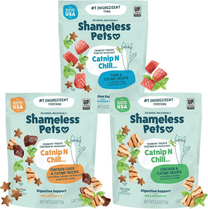 Shameless Pets Crunchy Cat Snacks & Treats – Healthy Cat Treats for Indoor Cats & Kittens with Catnip, Real Chicken & Digestive Support, Catnip N Chill (2.5 Oz)15