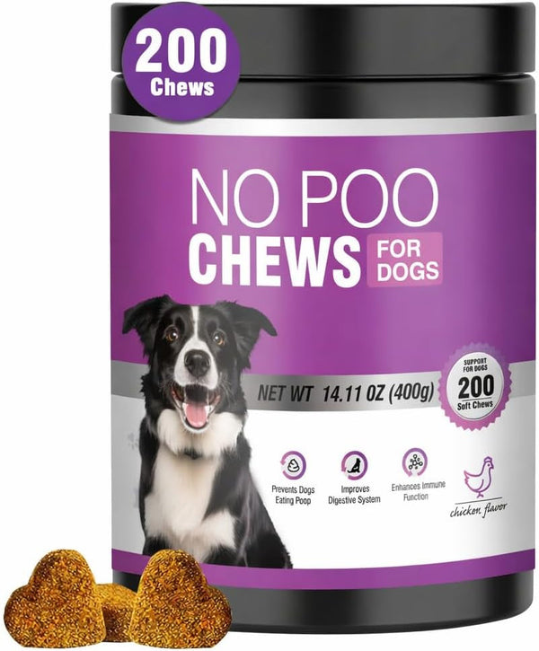 200 Chews No Poo Chews-No Poop Eating Deterrent for Dog-Coprophagia Deterrent for Dogs-Prevent Stop Dogs from Eating Poop Supplement with Digestive Enzymes&Probiotics-Breath Freshener-Chicken1