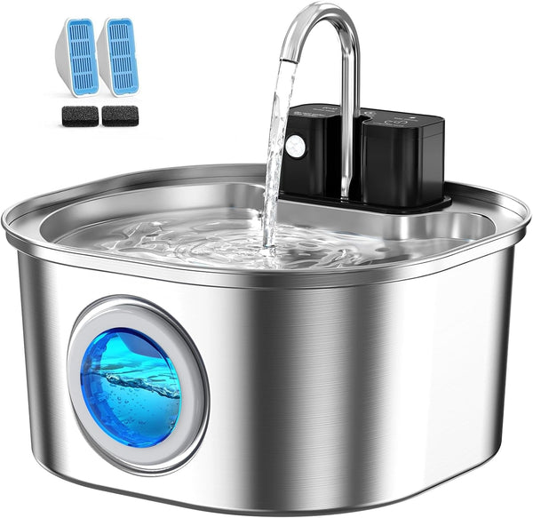 Voluas Stainless Steel Cat Water Fountain, Wireless, 108Oz/3.2L, 1 Filter | Cordless Design, Ultra-Quiet Pump, Easy to Clean, Bpa-Free9