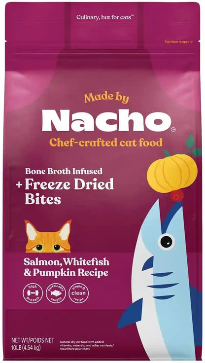 Made by Nacho Dry Cat Kibble 4Lb Bag, High Protein and Grain-Friendly Premium Cat Food, Cage-Free Chicken & Pumpkin Recipe, Infused with Bone Broth for Hydration, Limited Ingredients, Single Bag16