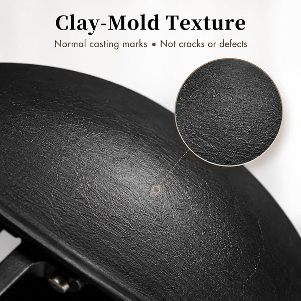 12.6 Inch round Bottom Cast Iron Wok with Glass Lid, Chinese Stir Fry Pan for Gas Stove & Open Flame, Uncoated Clay-Mold Texture, Wok Ring Required, Seasoning Needed5