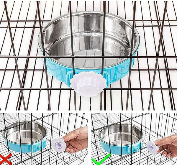 Stainless Steel Removable Pet Food Bowl, Anti-Overturn Water Feeder Container, Suitable for Small Dog/Cat/Rabbit, 2 Set of Crate Bowls, Easy to Install and Clean4