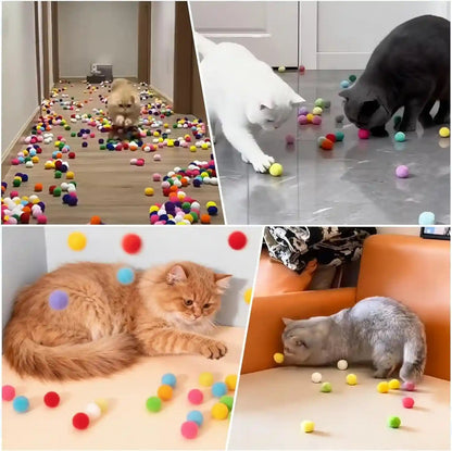 Mity Rain 102PCS Cat Ball Launchers & Pom Pom Balls Interactive Cat Toy Set | Safe Soft Plush Kitten Toys for Indoor Cats, Fun Kitten Toys for Endless Active Play (Christmas)7