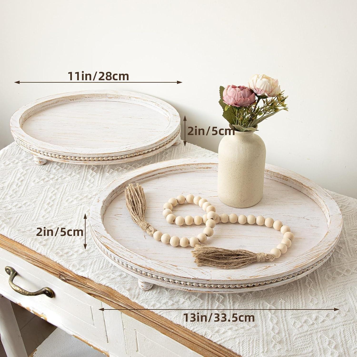 2-piece-whitewashed-wooden-serving-tray-set-with-beaded-design-farmhouse-centerpiece-table-decorations-round-coffee-table-tray-for-living-room-home-decor-ottoman-tray-decor-for-rustic-styles