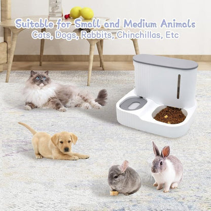 Kathson Automatic 2 in 1 Cat Feeder and Water Dispenser, Gravity Feed Pet Feeder for Indoor & Outdoor Cats (Grey)7
