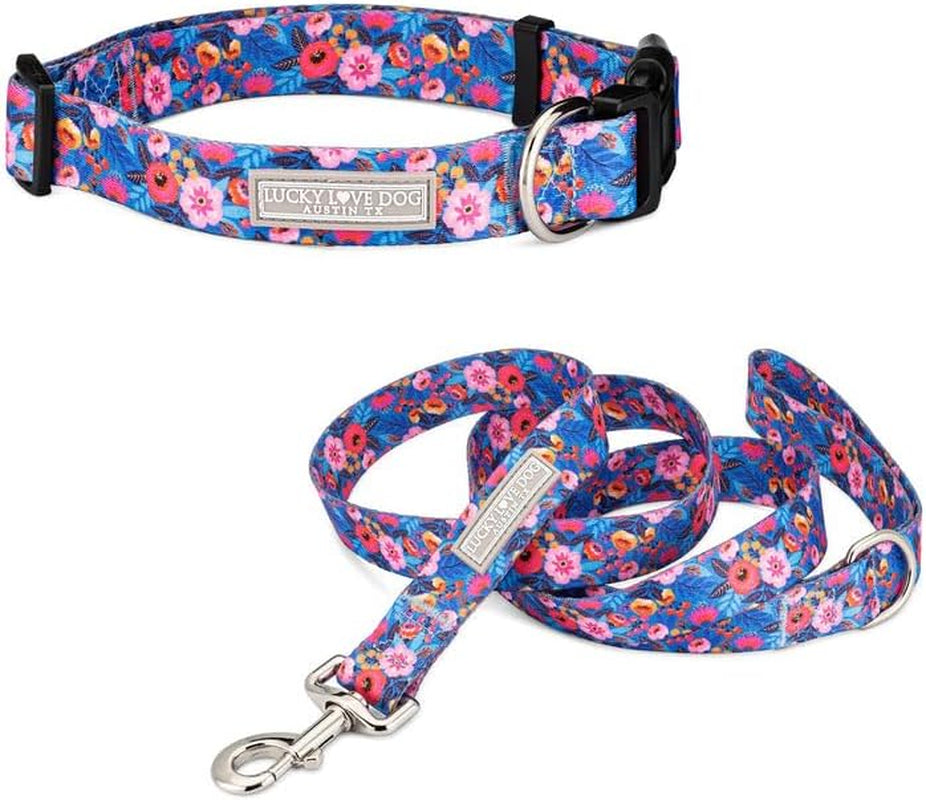 lucky-love-dog-easy-click-buckle-dog-collar-with-leash-set-combo-durable-comfortable-for-male-female-dogs-pet-collar-for-medium-dogs-secure-fit-blackbird-combo-medium