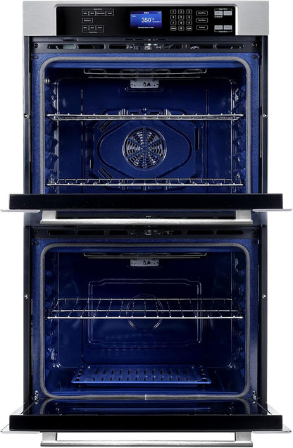 30 In. Haven Coll Double Electric Wall Oven, True Convection, Stainless |  COS-30EDWC Blue Porcelain, Self Clean Function, 7 Oven Functions, Digital Display, Interior Lighting7