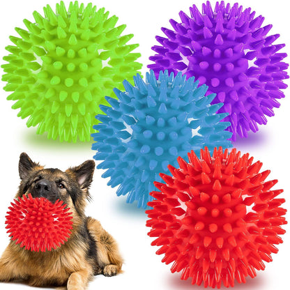 4.5” Heavy Duty Squeaky Dog Balls Toys for Medium Large Dogs 4 Pack Indestructible Dog Toys for Aggressive Chewers Spike Dog Balls for Clean Teeth and Training Dog Toys for Boredom and Stimulating1