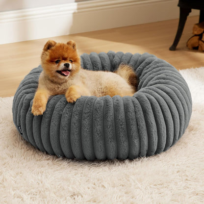 Bedsure Comfyfleece™ Donut Large Dog Bed - Washable Faux Fur with Corduroy Fleece & anti Slip Bottom, round Pet Bed with Removable Cover, Camel Brown, 36X36X8 Inches | 36X36X8In,Calming round Pet Bed,Support Plush , with Removable Corduroy Fleece for Big Dog,Anti Slip Bottom,Camel Brown10