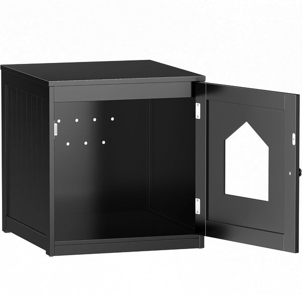 ZENY Hidden Cat Litter Box Furniture - Enclosed Cabinet with Vent Holes, Indoor Wooden Washroom, End Table, Nightstand (Black)8