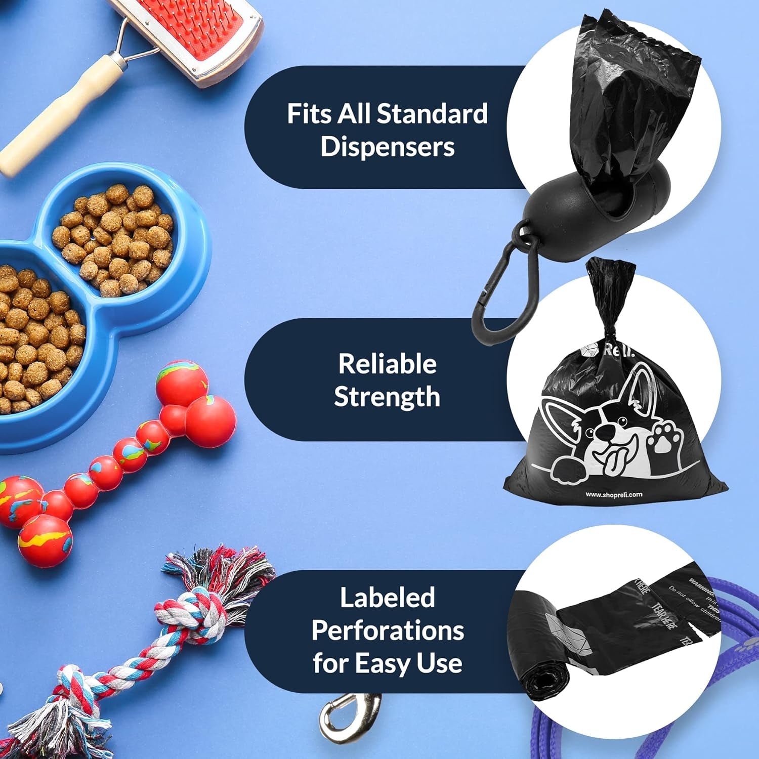 reli-dog-poop-bags-w-holder-360-pack-24-rolls-leash-clip-dispenser-9x13-large-dog-bag-for-poop-unscented-leak-proof-black-pet-waste-carrier-refills-w-clip-dispenser